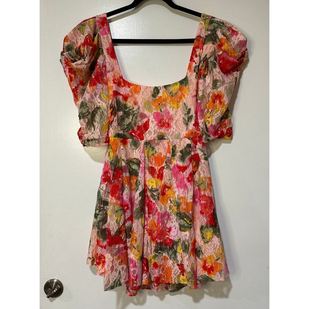 For Love And Lemons Floral Mini Dress - Pink and Red - Picture 2 of 14